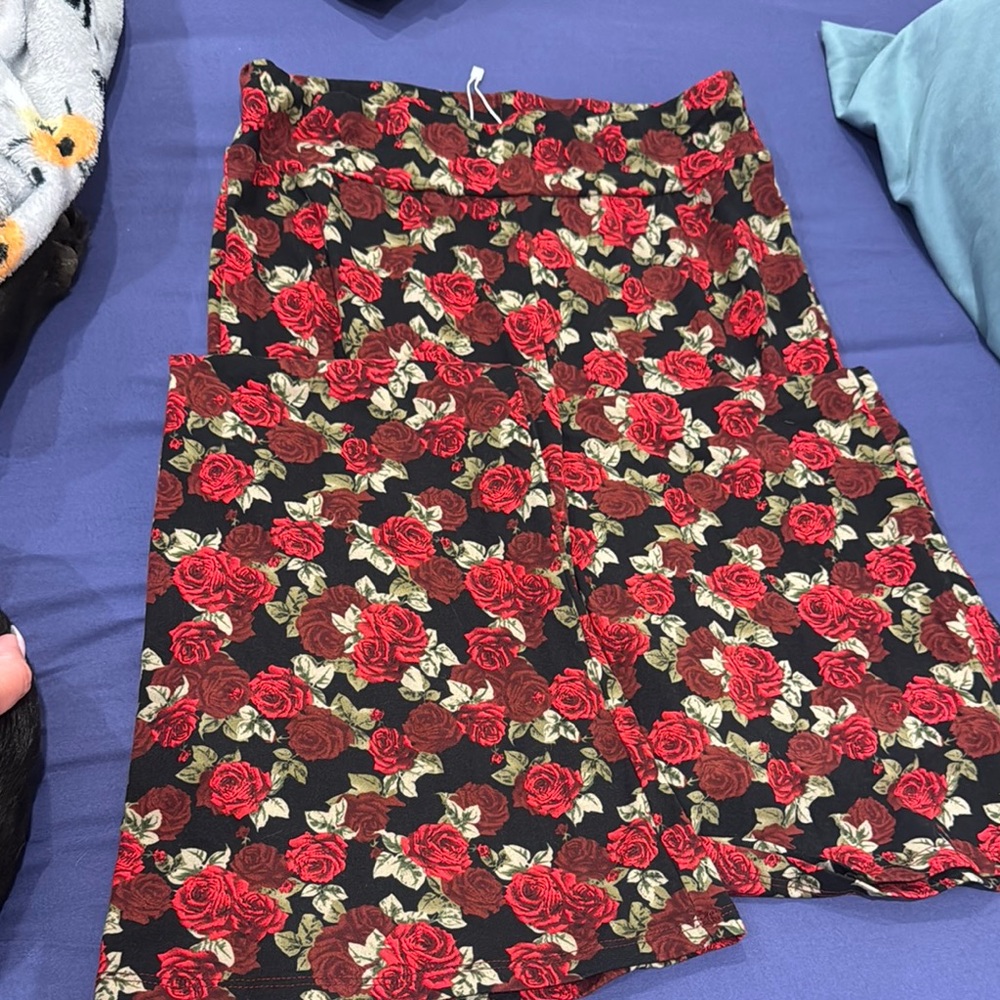 Floral Red and Black Women's Skirt